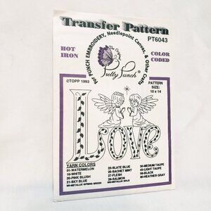 Pretty Punch Hot Iron Embroidery Transfer Patten Christmas Angel Love PT6043